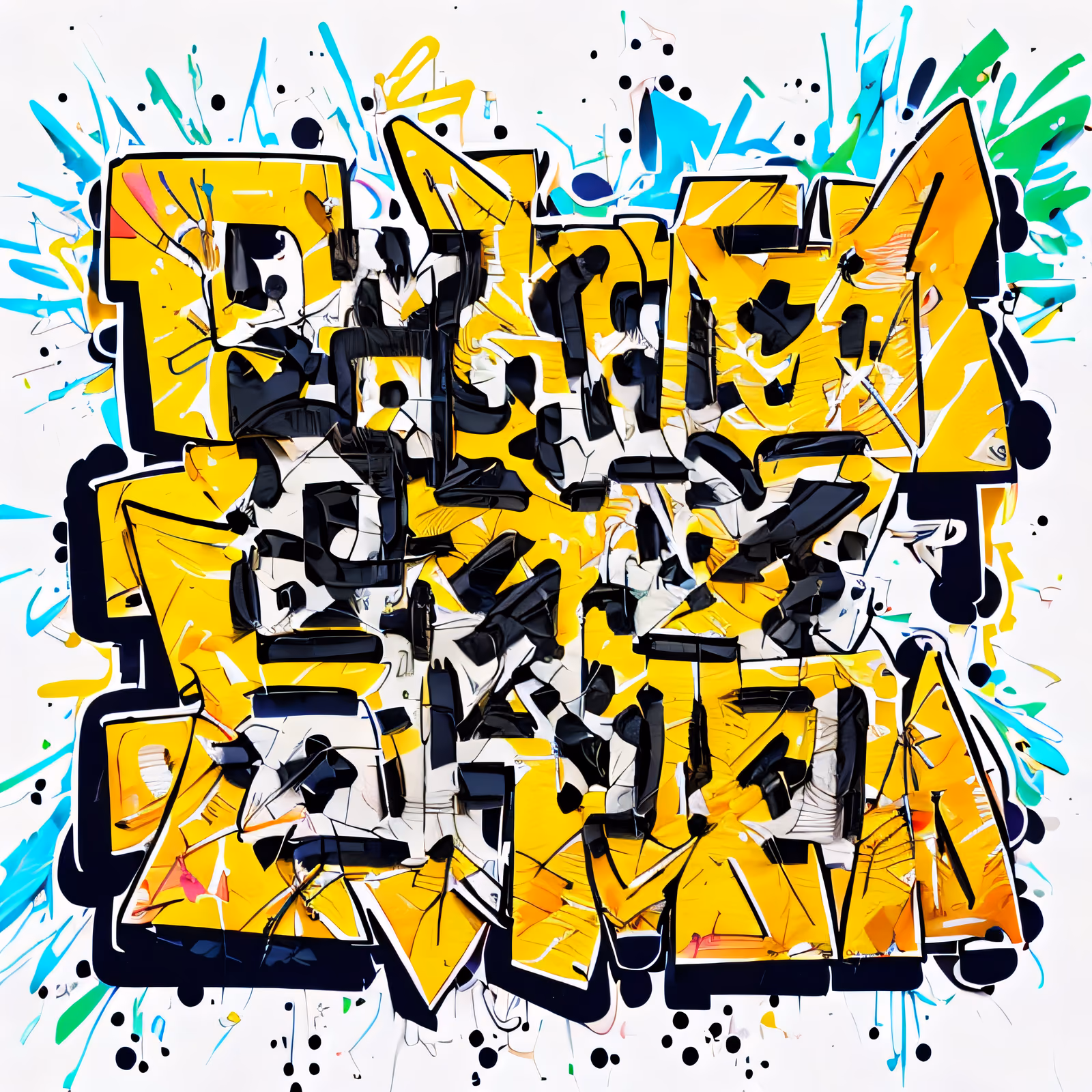 Yellow Graffiti Tag Lettering QR Code for Stickers — image 1