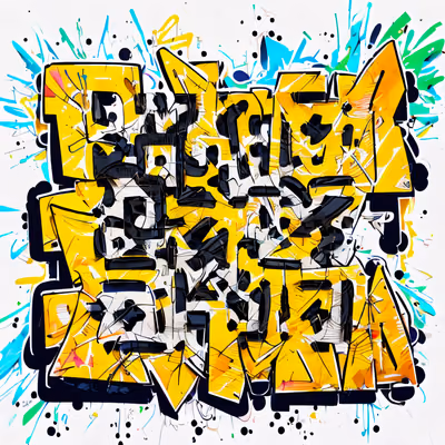 Yellow Graffiti Tag Lettering QR Code for Stickers — image 1