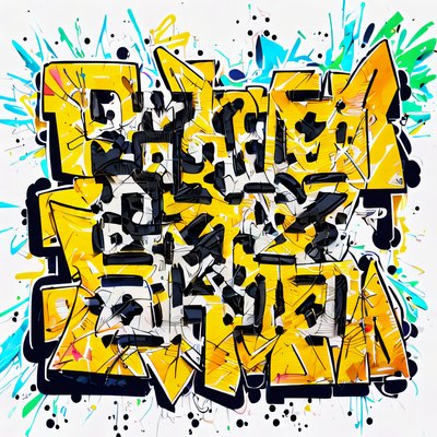 Yellow Graffiti Tag Lettering QR Code for Stickers
