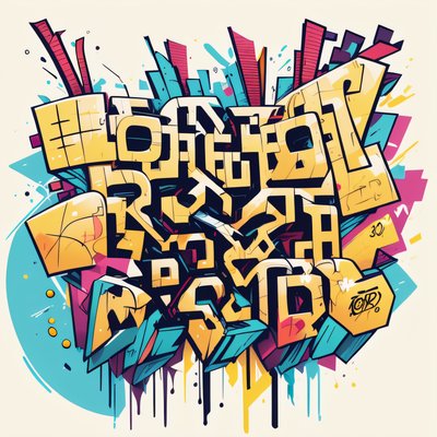 Yellow Graffiti Lettering Street Art QR Code for Apparel