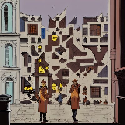 Comic Noir Street Scene QR Code for Posters