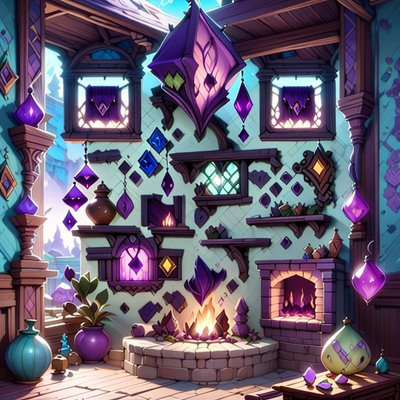 Purple Crystal Fantasy Room QR Code Art