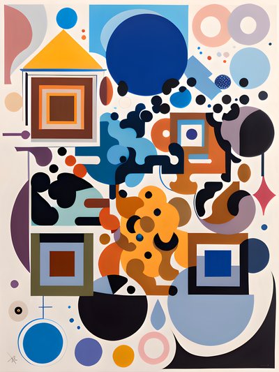 Colorful Abstract Shapes Gouache QR Code Art