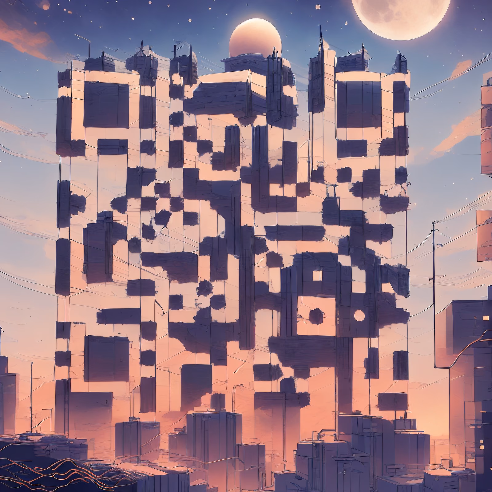 Башня футуристического города: иллюстрация QR-код для постеров — изображение 1