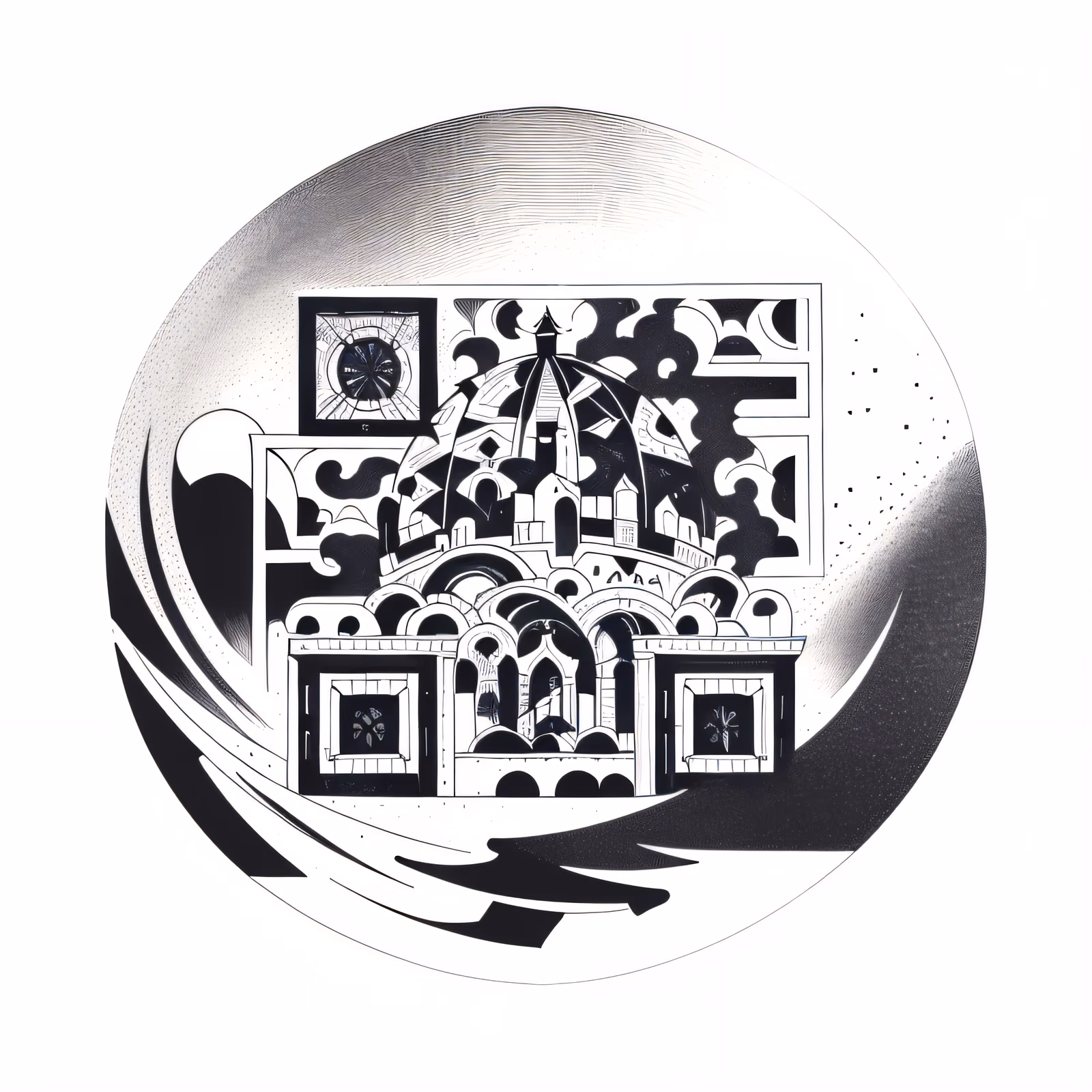 Domed Building Ink Tattoo QR Code for Temporary Tattoos — image 1