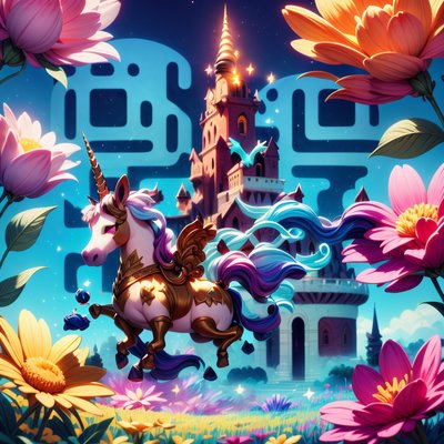 Baby Unicorn Castle Fantasy QR Code for Posters