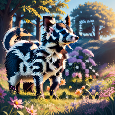 Skunk in Wildflower Meadow Painting QR Code Art — image 1