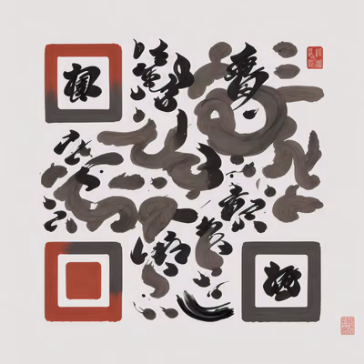 Каллиграфия суми-э тушью и кистью: QR-код — изображение 1