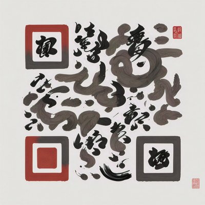 Каллиграфия суми-э тушью и кистью: QR-код