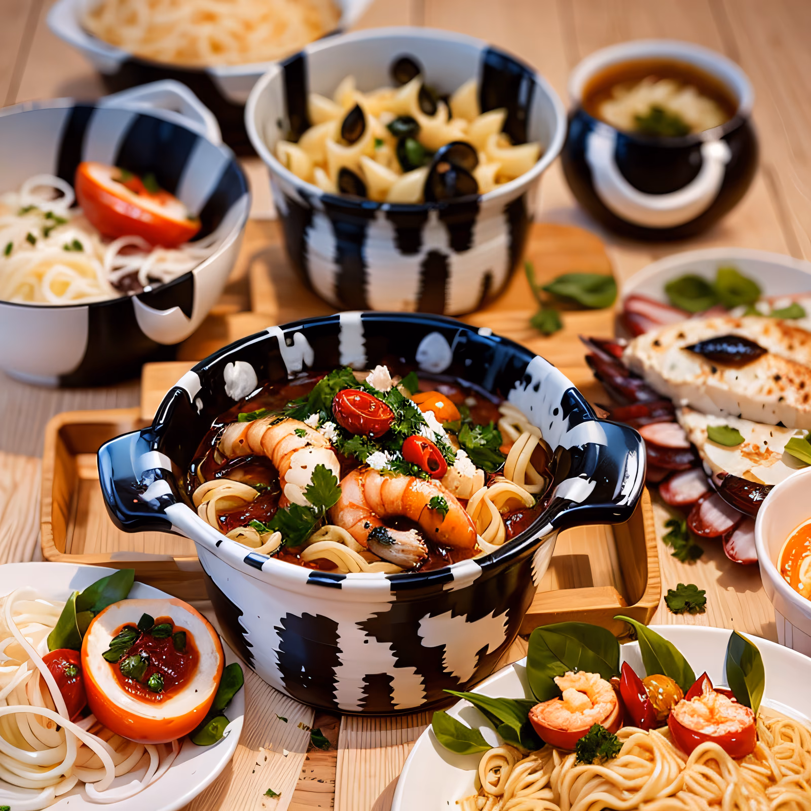 Seafood Pasta Table Photorealistic QR Code for Restaurant Menus — image 1