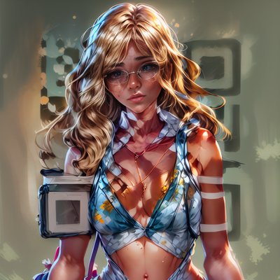 Blonde Woman Digital Painting QR Code for Posters