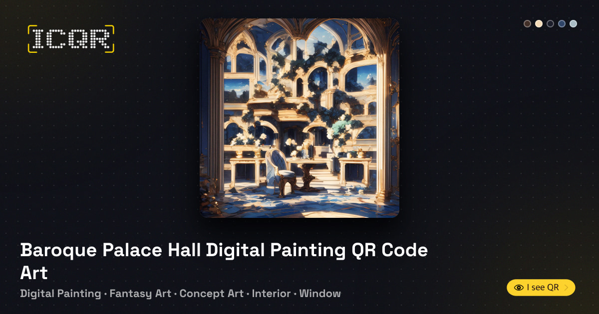 Baroque Palace Hall Digital Painting QR Code Art • ICQR