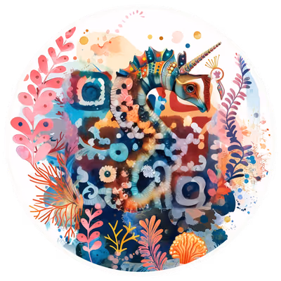 Волшебный морской конёк и кораллы: векторный QR-код для наклеек — изображение 1