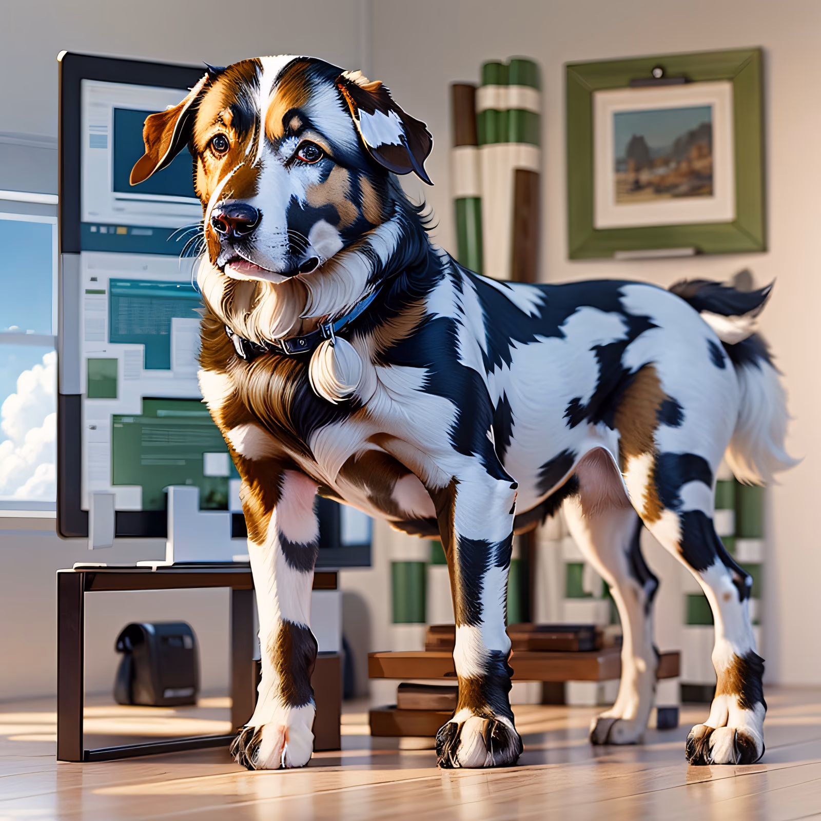 Овчарка в офисе: 3D QR-код для постеров — изображение 1
