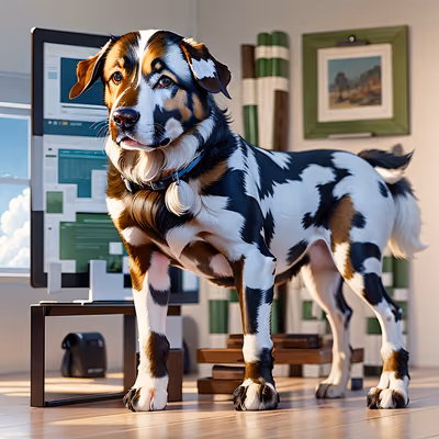 Овчарка в офисе: 3D QR-код для постеров — изображение 1