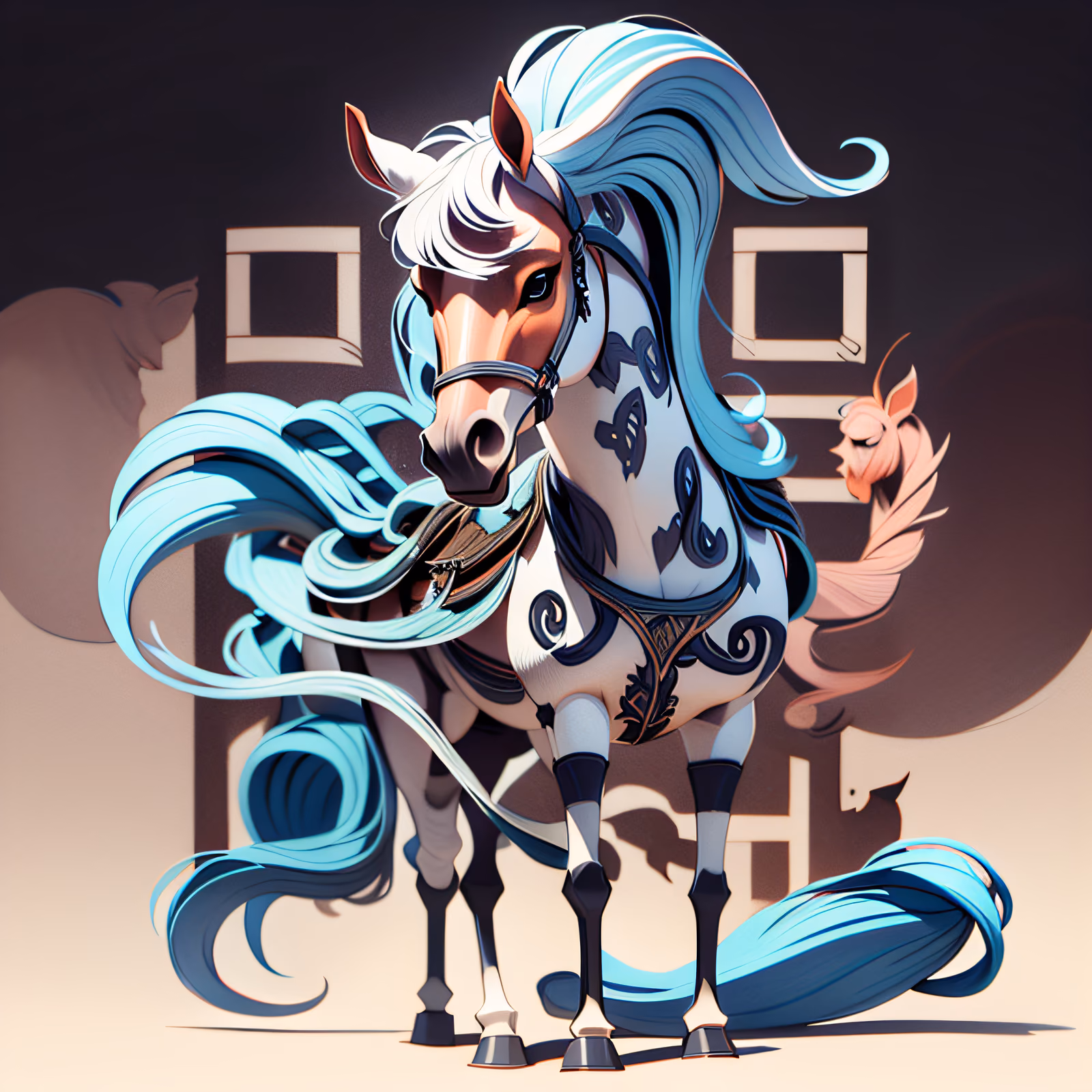 Blue Maned Horse Stylized QR Code Art — image 1