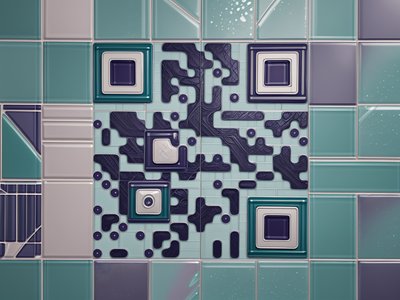 Glazed Ceramic Tile Wall Geometric QR Code Art