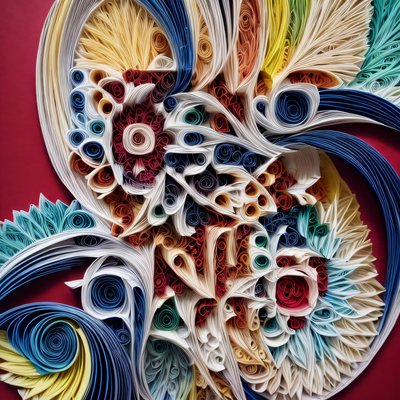 Abstract Paper Quilling Swirls Pattern QR Code Art