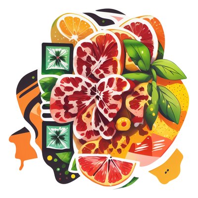 Citrus Fruit Vector Sticker QR Code for Stickers