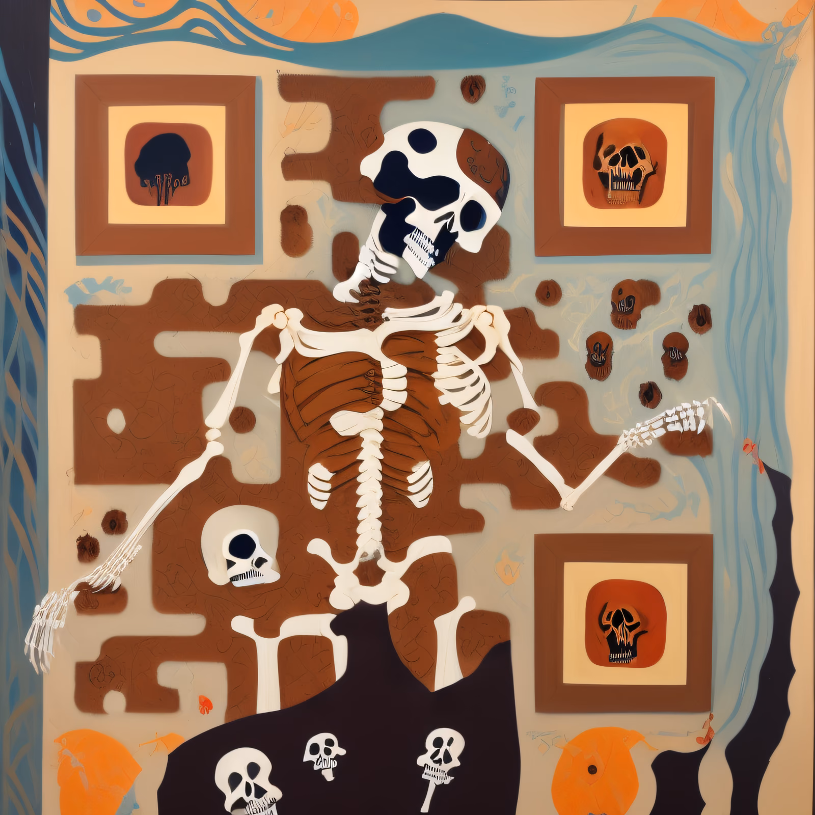 Skeleton and Monsters Surreal QR Code Art — image 1