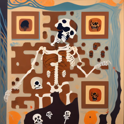 Skeleton and Monsters Surreal QR Code Art — image 1