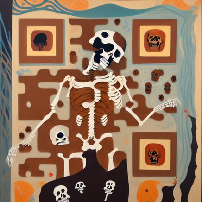 Skeleton and Monsters Surreal QR Code Art