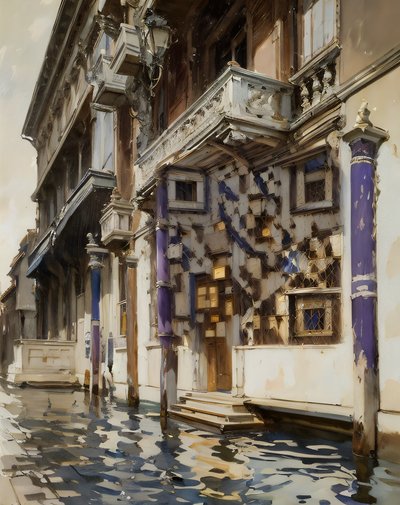 Venetian Canal Palazzo Painting QR Code Art