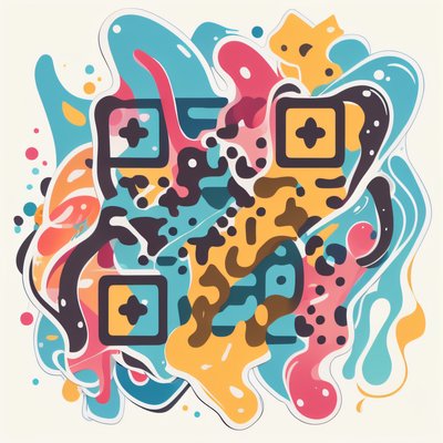 Flowing Wave Abstract Vector Sticker Art QR Code for Stickers