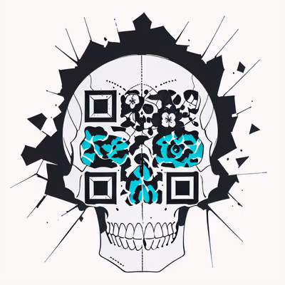 Shattered Glass Skull Tattoo Flowers QR Code for Temporary Tattoos — image 1