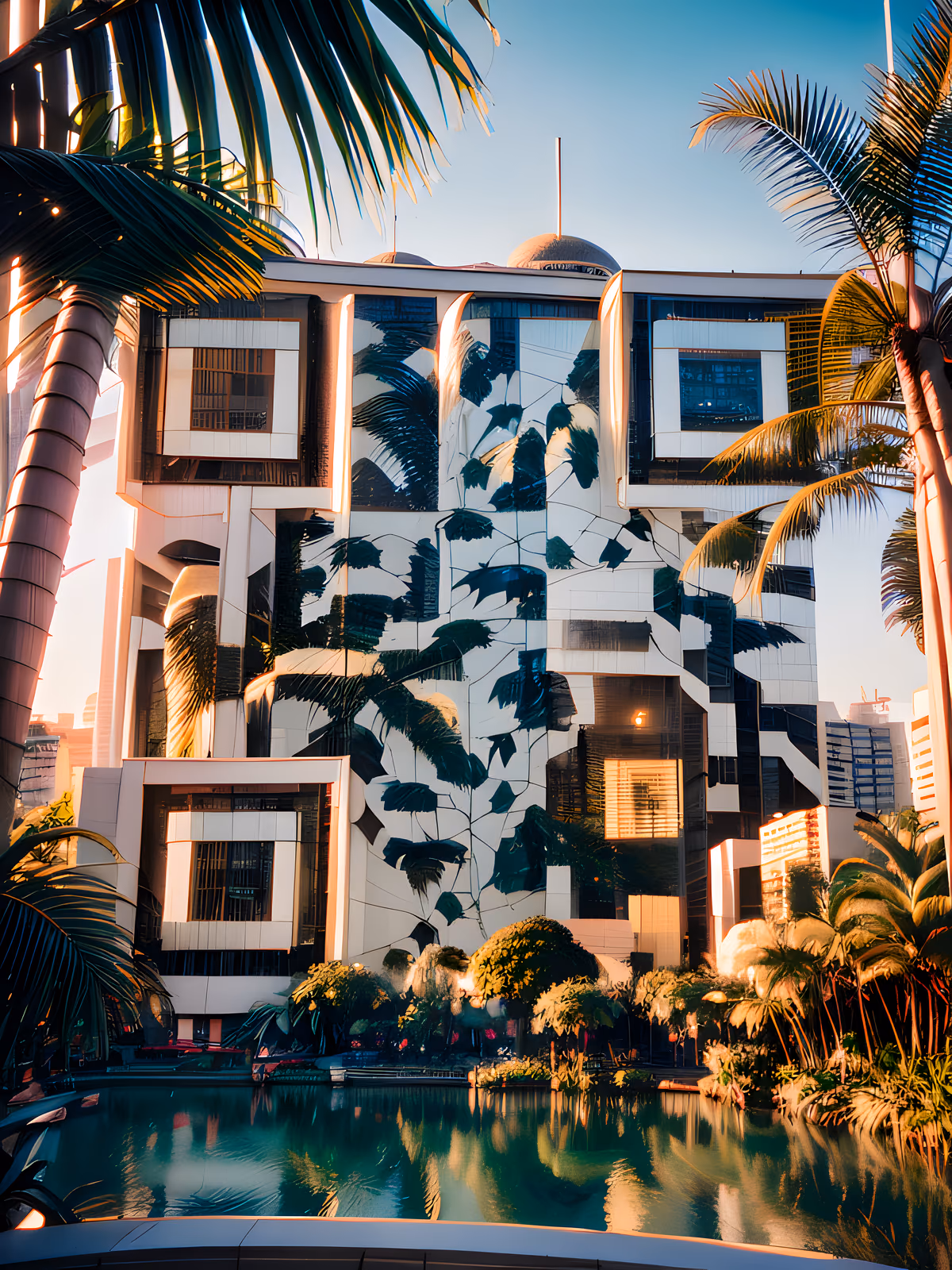 Tropical Skyscraper Film Photography QR Code for Posters — image 1