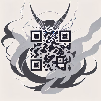 Horned Demon Ink Tattoo Smoke Aura QR Code for Temporary Tattoos — image 1