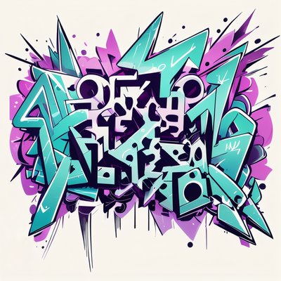 Бирюзовые граффити-буквы: QR-код для одежды