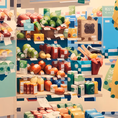 Supermarket Shelves Digital Painting QR Code for Packaging — image 1