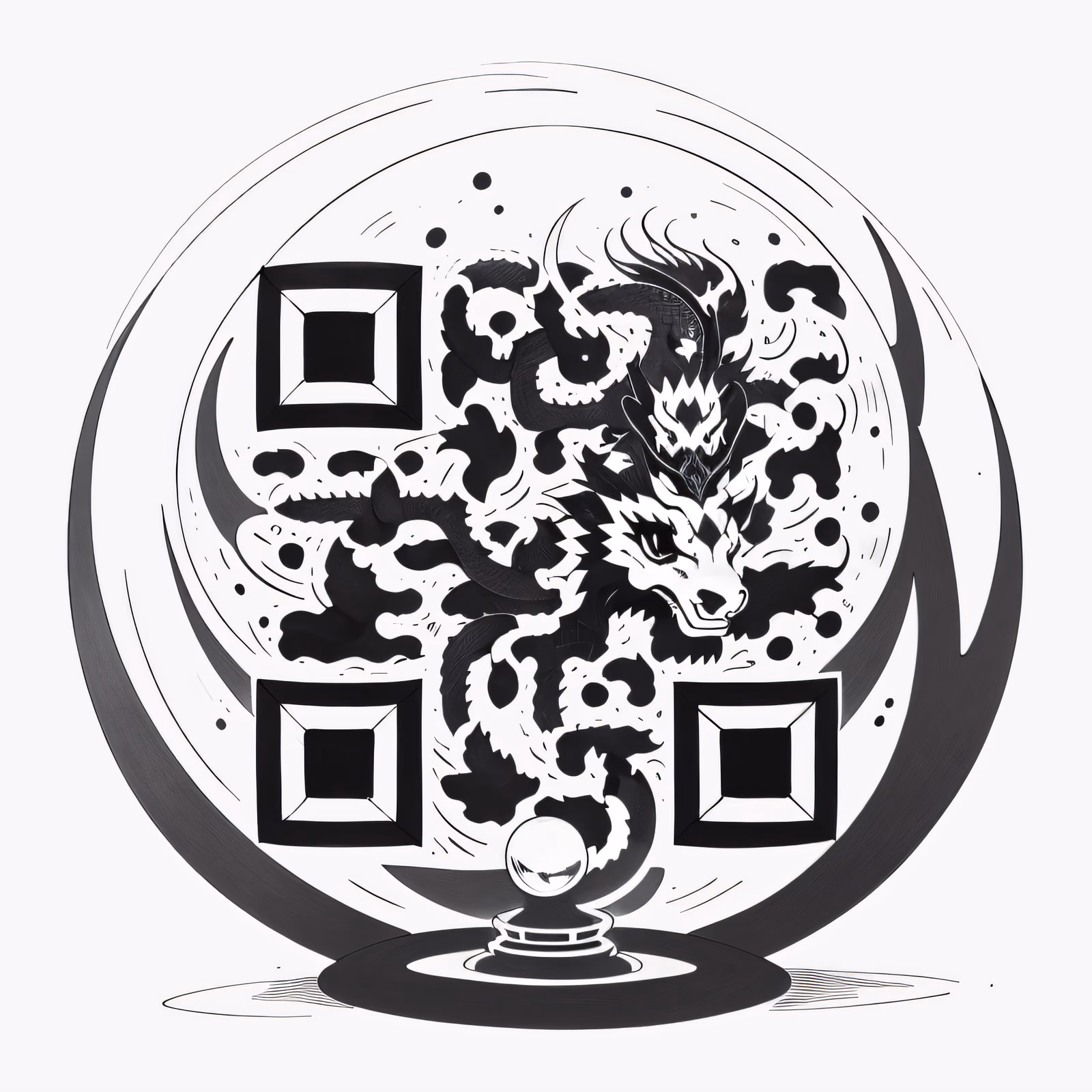 Дракон и хрустальный шар: тату-чернила, QR-код для временных татуировок — изображение 1