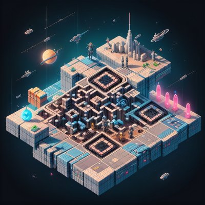 Isometric Space Base Game Art QR Code for Posters