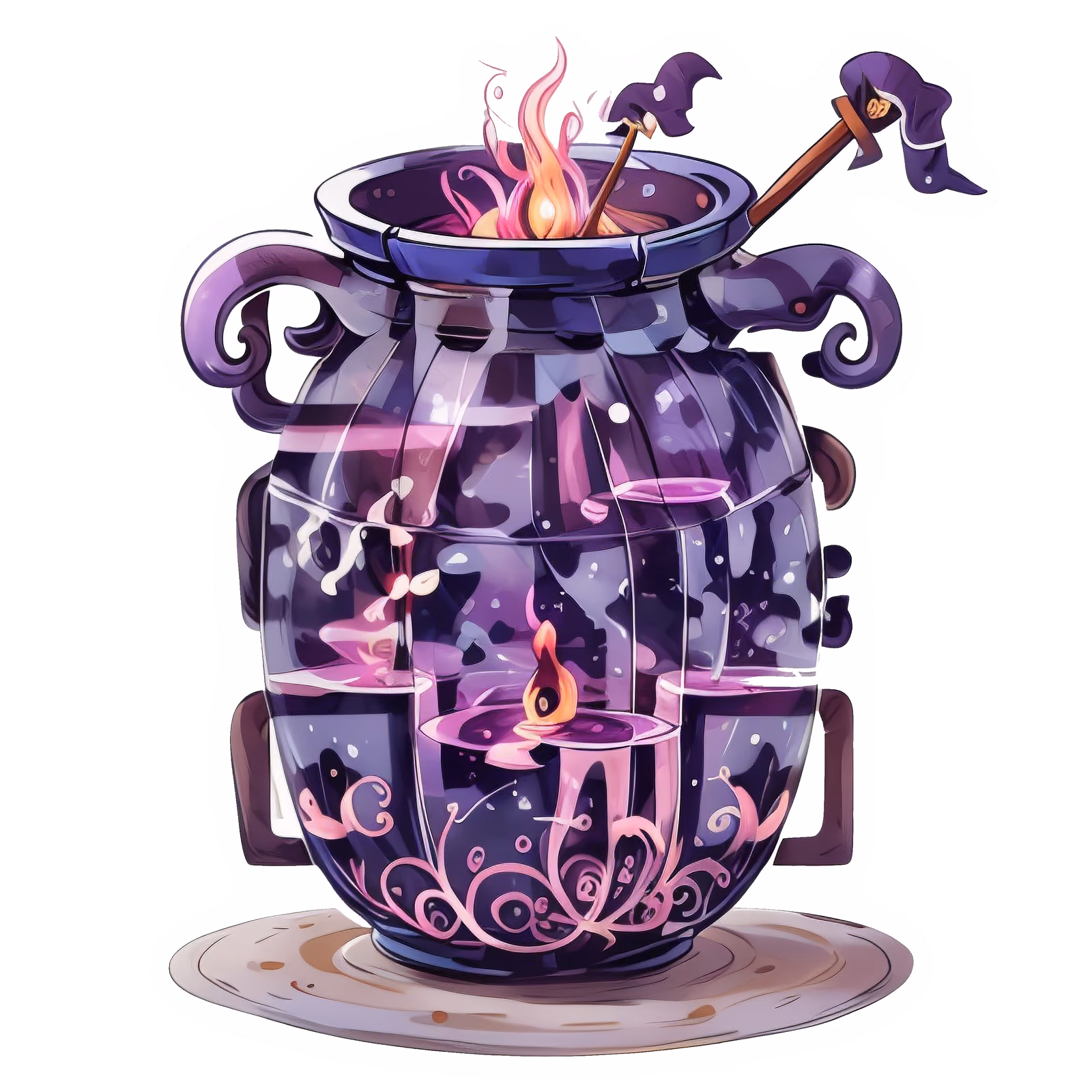 Purple Witch Cauldron Vector QR Code for Stickers — image 1