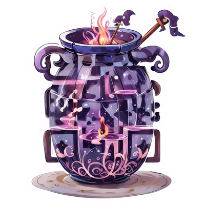 Purple Witch Cauldron Vector QR Code for Stickers — image 1