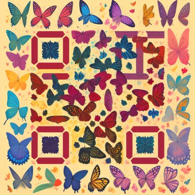 Colorful Butterfly Silkscreen QR Code Art