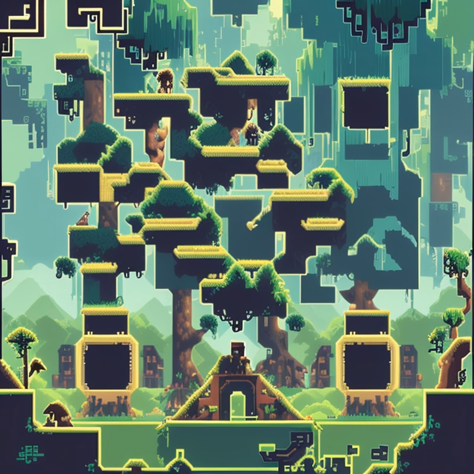 Pixel Forest Platformer Game QR Code for Posters — image 1