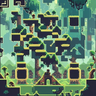 Pixel Forest Platformer Game QR Code for Posters
