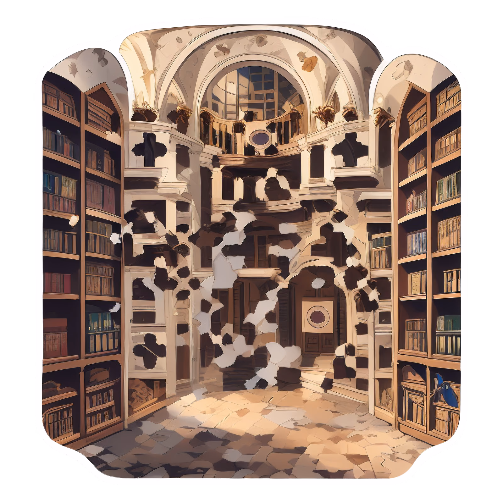 Domed Library Vector Illustration QR Code for Stickers — image 1