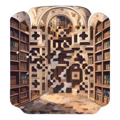 Domed Library Vector Illustration QR Code for Stickers — image 1