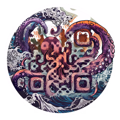 Kraken Tentacles Ocean Waves QR Code for Stickers — image 1