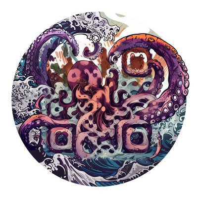 Kraken Tentacles Ocean Waves QR Code for Stickers