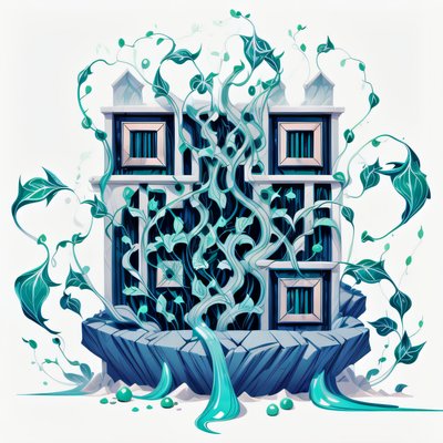 常春藤覆盖建筑游戏美术二维码艺术,适用于海报