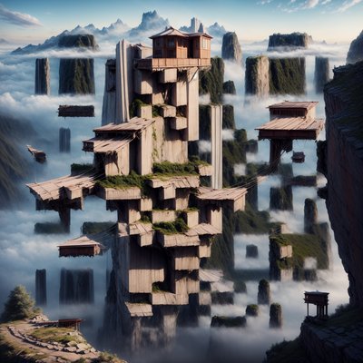 Surreal Cliff Tower City QR Code Art