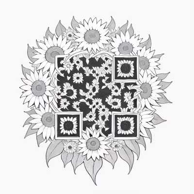 Sunflower Wreath Ink Tattoo QR Code for Temporary Tattoos — image 1