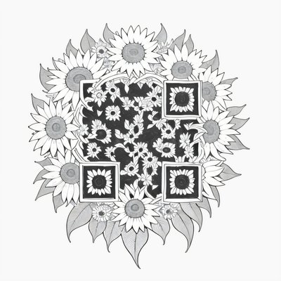 Sunflower Wreath Ink Tattoo QR Code for Temporary Tattoos