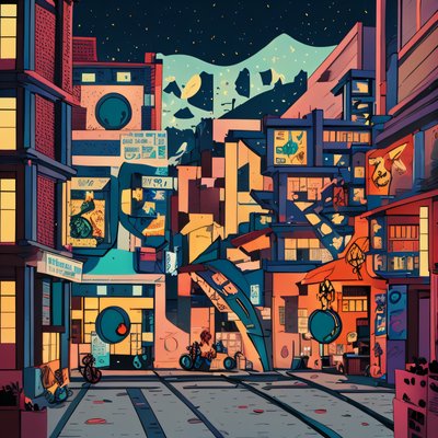 Comic Book Night Street QR Code for Posters