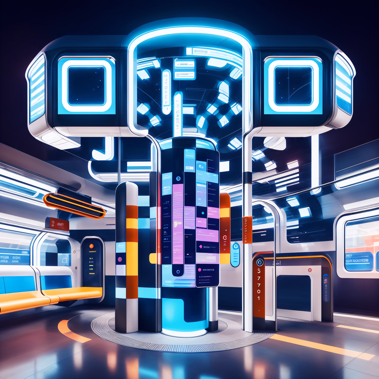 Futuristic Transit Station Retrofuturism QR Code for Posters — image 1